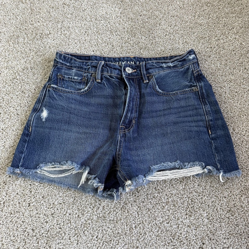 American Eagle Denim Shorts Womens 2 Blue Distressed Cutoff Frayed Summer Casual